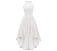 Bbonlinedress Robe Cocktail Femme Mariage Invité Baptême Patineuse Guinguette Bal de Promo Anniversaire Cérémonie Soirée Ivory 2XL