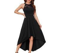 Bbonlinedress Robe de Soirée Noël Femme Asymétrique Courte Devant Longue Dernière pour Cocktail Mariage Invité Bal de Promo Cérémonie Black 3XL