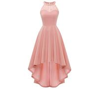 Bbonlinedress Robe Femme Asymétrique de Soirée Courte Devant Longue Dernière pour Cocktail Mariage Invité Bal de Promo Anniversaire Cérémonie Blush XL