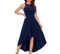 Bbonlinedress Robe Femme Asymétrique de Soirée Courte Devant Longue Dernière pour Cocktail Mariage Invité Bal de Promo Anniversaire Cérémonie Navy XS