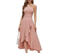 Bbonlinedress Robe Femme Chic et Elégant de Soirée Noël Cocktail Mariage Cérémonie Bal Promo Mi Longue avec Bretelles sans Manches Blush L