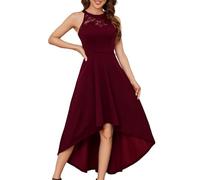 Bbonlinedress Robe Noël Femme Asymétrique de Soirée Courte Devant Longue Dernière pour Cocktail Mariage Invité Bal de Promo Anniversaire Cérémonie Burgundy 2XL