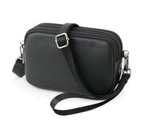 BBORGDC Portefeuille RFID pour femme, petit sac à bandoulière avec 3 fermetures éclair, sac à main en cuir végétalien noir, sac à main convertible pour la marche, cadeau