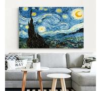 BBOVOBB Poésie élégante nuit étoilée de Vincent Van Gogh célèbre artiste Art impression affiche photo toile peinture décor mural maison 70x120 cm (28x47in) sans cadre