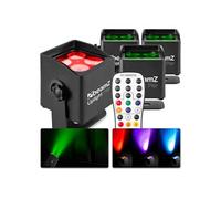 BeamZ BBP44 Lot de 4 Projecteurs sur Batterie Compact RGBW IP65-16 Watts, Résistant aux Intempéries, Autonomie 25H, Idéal pour Éclairage de Salle, Mariage, Jardin, Architecture, Hôtel, Restaurant