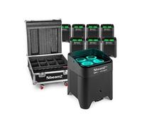BeamZ BBP54 - Lot de 8 Projecteurs PAR Uplight sur Batterie IP65 RGBAW-UV WDMX 48 Watts et Flightcase - Autonomie 15H, Idéal pour Éclairage de Salle, Mariage, Jardin, Architecture