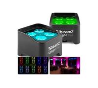 BeamZ BBP90-2x Projecteurs d’Ambiance sur Batterie - Noir, 4 x 4 Watts RGB-UV, Autonomie 20H, Câble DMX Inclus, Modes Automatiques, Idéal pour les Mariages, Architectures...