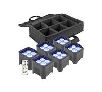 BeamZ BBP94 - Lot de 6 Projecteurs PAR Uplight sur Batterie RGB DMX 40 Watts avec Valise - 9 Heures d'Autonomie, Idéal pour Éclairage de Salle, Mariage, Jardin, Architecture, Hôtel, Restaurant