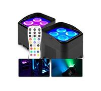 BeamZ BBP94W - Lot de 2 Projecteurs PAR Uplight sur Batterie RGBWA WDMX - 48 Watts, Autonomie 9H, Télecommande, Idéal pour Éclairage de Salle, Mariage, Jardin, Architecture, Hôtel, Restaurant