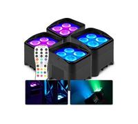 BeamZ BBP94W Lot de 4 projecteurs Uplight 4x LED 12 W RGBAW avec batterie - mode WDMX, fonction maître/esclave