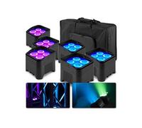 BeamZ BBP94W - Lot de 6 Projecteurs PAR Uplight sur Batterie RGBWA WDMX 48 Watts et Valise - Autonomie 9H, Idéal pour Éclairage de Salle, Mariage, Jardin, Architecture, Hôtel, Restaurant