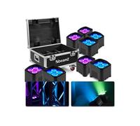 BeamZ BBP94W Lot de 8 projecteurs Uplight 4x LED 12 W RGBAW avec batterie - Avec sa FlightCase FCC9, mode WDMX