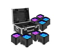 BeamZ BBP94W Lot de 8 projecteurs Uplight 4x LED 12 W RGBAW avec batterie - Avec sa FlightCase FCC9, mode WDMX