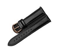 BBPLWEEA YingYou Bracelet De Montre À Motif Litchi, Bracelet En Cuir De Vachette Souple Double Face De Première Couche, Oreilles Brutes Respirantes For Hommes Et Femmes(Black-C,19mm)