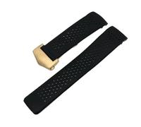 BBPLWEEA YingYou Bracelet De Montre En Caoutchouc Compatible Avec Le Bracelet TAG HEUER GRAND CARRERA Bracelet De Sport Étanche 22mm 24mm Bracelet De Montre En Silicone Souple(Black-gold,24mm)