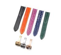 BBPLWEEA YingYou Bracelet de montre en cuir d'alligator for Solo, bracelet de montre en cuir véritable for hommes et femmes 14 18 20 23 24 mm(Blue,18mm,With gold buckle)