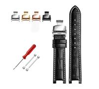 BBPLWEEA YingYou Bracelet De Montre En Cuir De Vache For Senior, Compatible Avec Les Montres GC, Bracelet Cranté Bleu De 22 X 13 Mm Et 20 X 11 Mm(Black white hook,22-13 black bcukle)