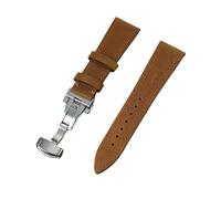 BBPLWEEA YingYou Bracelet de montre vintage Crazy Horse en cuir véritable 18 mm, 20 mm, 22 mm avec boucle papillon for homme, bracelet à dégagement rapide(Light Brown,18mm)