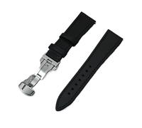 BBPLWEEA YingYou Bracelet de montre vintage Crazy Horse en cuir véritable 18 mm, 20 mm, 22 mm avec boucle papillon for homme, bracelet à dégagement rapide(Black,18mm)