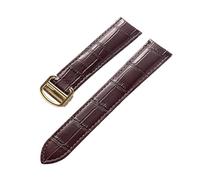 BBPLWEEA YingYou Bracelet En Cuir For Hommes Et Femmes, Compatible Avec Cartier Tank London Solo Key, Fermoir Pliant 17/18/20/22MM, Accessoires De Bracelet De Montre En Cuir(Brown Gold Buckle,16)