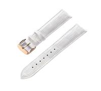 BBPLWEEA YingYou Bracelet en cuir for hommes et femmes, compatible avec Cartier Tank London Solo Key, fermoir pliant 17,18,20,22MM, accessoires de bracelet de montre en cuir(White Rose Buckle,19)