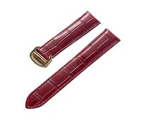 BBPLWEEA YingYou Bracelet En Cuir For Hommes Et Femmes, Compatible Avec Cartier Tank London Solo Key, Fermoir Pliant 17/18/20/22MM, Accessoires De Bracelet De Montre En Cuir(Red gold buckle,15)