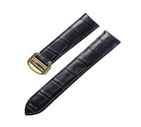 BBPLWEEA YingYou Bracelet En Cuir For Hommes Et Femmes, Compatible Avec Cartier Tank London Solo Key, Fermoir Pliant 17/18/20/22MM, Accessoires De Bracelet De Montre En Cuir(Black gold buckle,18)