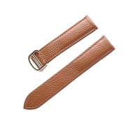 BBPLWEEA YingYou Bracelet En Cuir Grainé Litchi For Hommes Et Femmes, Cuir Souple Compatible Avec Cartier Tank Solo, Boucle Pliante, Accessoires De Bracelet De Montre(Brown Gold Buckle,17mm)