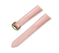 BBPLWEEA YingYou Bracelet En Cuir Grainé Litchi For Hommes Et Femmes, Cuir Souple Compatible Avec Cartier Tank Solo, Boucle Pliante, Accessoires De Bracelet De Montre(Pink gold buckle,14mm)