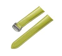 BBPLWEEA YingYou Bracelet En Cuir Souple En Cuir Grainé Compatible Avec Cartier Tank Solo London Fermoir Pliable Elephant Grey Strap Accessoires(Light green,21mm)
