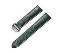 BBPLWEEA YingYou Bracelet En Cuir Souple En Cuir Grainé Compatible Avec Cartier Tank Solo London Fermoir Pliable Elephant Grey Strap Accessoires(Dark green,15mm)