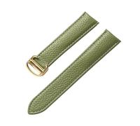 BBPLWEEA YingYou Bracelet En Cuir Souple Galet Compatible Avec Cartier Tank Solo London Fermoir Pliant 14mm 16mm 18mm 20mm 22mm Accessoires De Montre(Olive green gold,15mm)
