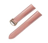 BBPLWEEA YingYou Bracelet En Cuir Souple Galet Compatible Avec Cartier Tank Solo London Fermoir Pliant 14mm 16mm 18mm 20mm 22mm Accessoires De Montre(Lotus root roses,19mm)