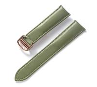 BBPLWEEA YingYou Bracelet for Hommes Et Femmes Compatible avec Cartier Tank London Bracelet en Cuir À Boucle Pliante Souple 16 Mm 18 Mm 20 Mm 22 Mm Accessoires De Bracelet(Olive Green Rose_14mm)