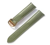 BBPLWEEA YingYou Bracelet for Hommes Et Femmes Compatible avec Cartier Tank London Bracelet en Cuir À Boucle Pliante Souple 16 Mm 18 Mm 20 Mm 22 Mm Accessoires De Bracelet(Olive Green Gold_18mm)