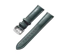 BBPLWEEA YingYou Bracelet Souple En Cuir Véritable Motif Litchi For Homme Et Femme, Boucle Ardillon, Gris Éléphant, Abricot, Violet, Accessoires De Montre(Dark green,17mm)