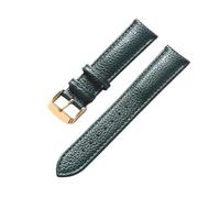 BBPLWEEA YingYou Bracelet Souple En Cuir Véritable Motif Litchi For Homme Et Femme, Boucle Ardillon, Gris Éléphant, Abricot, Violet, Accessoires De Montre(Dark green gold,21mm)