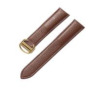 BBPLWEEA YingYou Compatible Avec Cartier Tank Solo London Boucle Déployante Bracelet En Cuir Souple Grainé Marron Violet Bleu Vert Accessoires De Montre(Dark brown gold,19mm)
