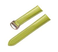 BBPLWEEA YingYou Compatible Avec Cartier Tank Solo London Boucle Déployante Bracelet En Cuir Souple Grainé Marron Violet Bleu Vert Accessoires De Montre(Light green rose,17mm)