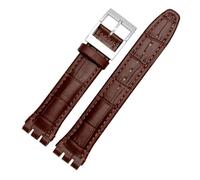 BBPLWEEA YingYou Compatible avec les bracelets de montre SWATCH 17 mm 19 mm, bracelet en cuir de vache véritable, bracelet de rechange étanche for hommes et femmes(Brown,19mm)