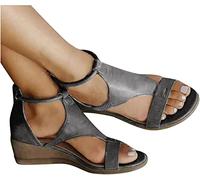 BBPM Sandales Femme été Talon Bois Mode Printemps Et Été Femmes Sandales Talon Compensé Et Bout Ouvert Creux Respirant Et Confortable Style Romain Bottes pour Femmes,Laiton,EU35/US4.5