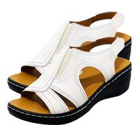 BBPM Sandales Femme Tongs Plage en PU Chaussures Orthopédique Été Mules À Plateforme Pantoufles Semelle Confort Idéal pour Hallux Valgus Gros Orteil Pieds Larges,Blanc,EU40/US8