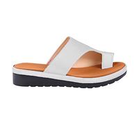 BBPM Sandales Orthopédiques en Cuir pour Femmes Tampon Correcteur D'oignon Hallux Valgus Pantoufles De Plage Plates À Bouts Coupés pour L'été Et L'extérieur,Argent,EU39/US7.5