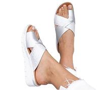 BBPM Sandales Orthopédiques Hallux Valgus pour Femme Support pour l'arc Pantoufles avec Pointe Ouverte et correcteur d'hallux Chaussures de Plage été,Blanc,EU37/US6