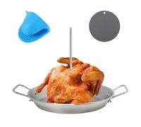 BBQ Al Pastor Brochette verticale en acier inoxydable - Support à brochettes en acier inoxydable - 3 pointes amovibles - Brochette brésilienne pour plats de barbecue au four, poulet tacos