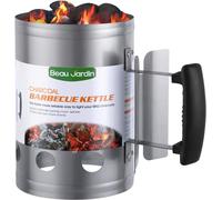 BBQ Allume-Charbon pour BBQ Allume-Cigare cheminée Cheminée en Barbecues 28 x 18 cm Argent Cheminée d'allumage Cheminée d'allumage Barbecue Barbecue Briquet Poignée de sécurité
