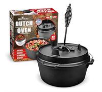 BBQ BOSS Dutch Oven [Capacité 5L] Fonte - Casserole - Cocotte - Cast Iron - Marmite à feu - Chaudron à goulasch - Avec couvercle