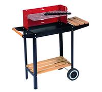 BBQ Collection Barbecue à Charbon de Bois - Barbecues sur Pieds - Barbecue sur Pieds avec Roulettes - Grille Réglable et Pare-Vent - Barbecue avec Tablettes - Noir