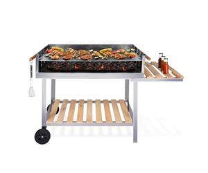 BBQ Collection Barbecue à Charbon de Bois Grande Taille - Grille avec Roues - Barbecue Bois 2 Grilles - 98 x 56 x 85 cm - Fumoir Jardin