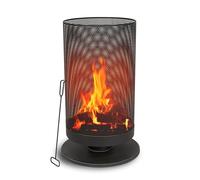 BBQ Collection Tonneau de feu avec pare-étincelles Corbeille à feu 44,5 x 72,5 cm - Poêle de terrasse avec tisonnier - Foyer Outdoor pour jardin et terrasse - Acier au carbone